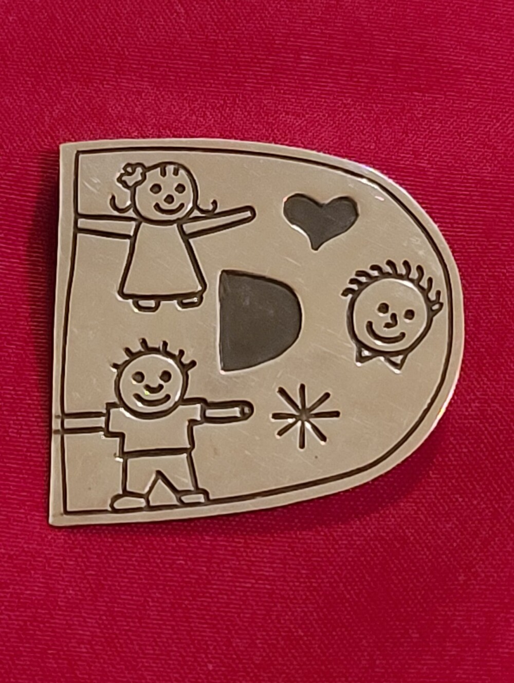 Vintage Save The Children Silver "D" Brooch Signed Stamped EFS 925 Mexico 1 1/8"